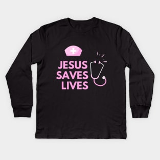 Jesus saves lives Kids Long Sleeve T-Shirt